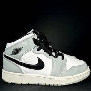 Nike Air Jordan 1 Mid GS Light Smoke Grey Men's Shoes - Size 5.5